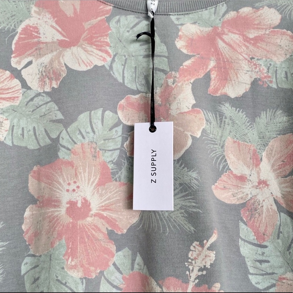 Z Supply Sione French Terry Floral T- Shirt Sweatshirt Top S New - Picture 7 of 7